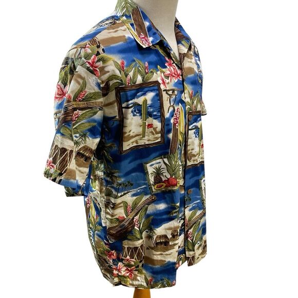 Vtg Mens Howie Hawaii Hawaiian Shirt Surfer Beach Island Floral L Large Cotton - Picture 5 of 9